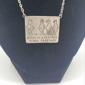 Famous Quotes in Pewter Necklace 18 in Birds of a Feather Flock Together